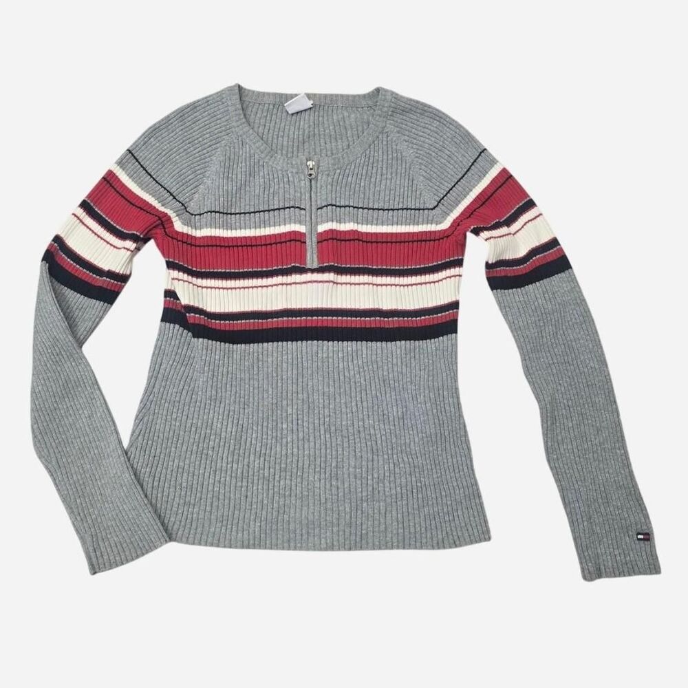 Tommy-hilfiger Women's Grey and Red Jumper